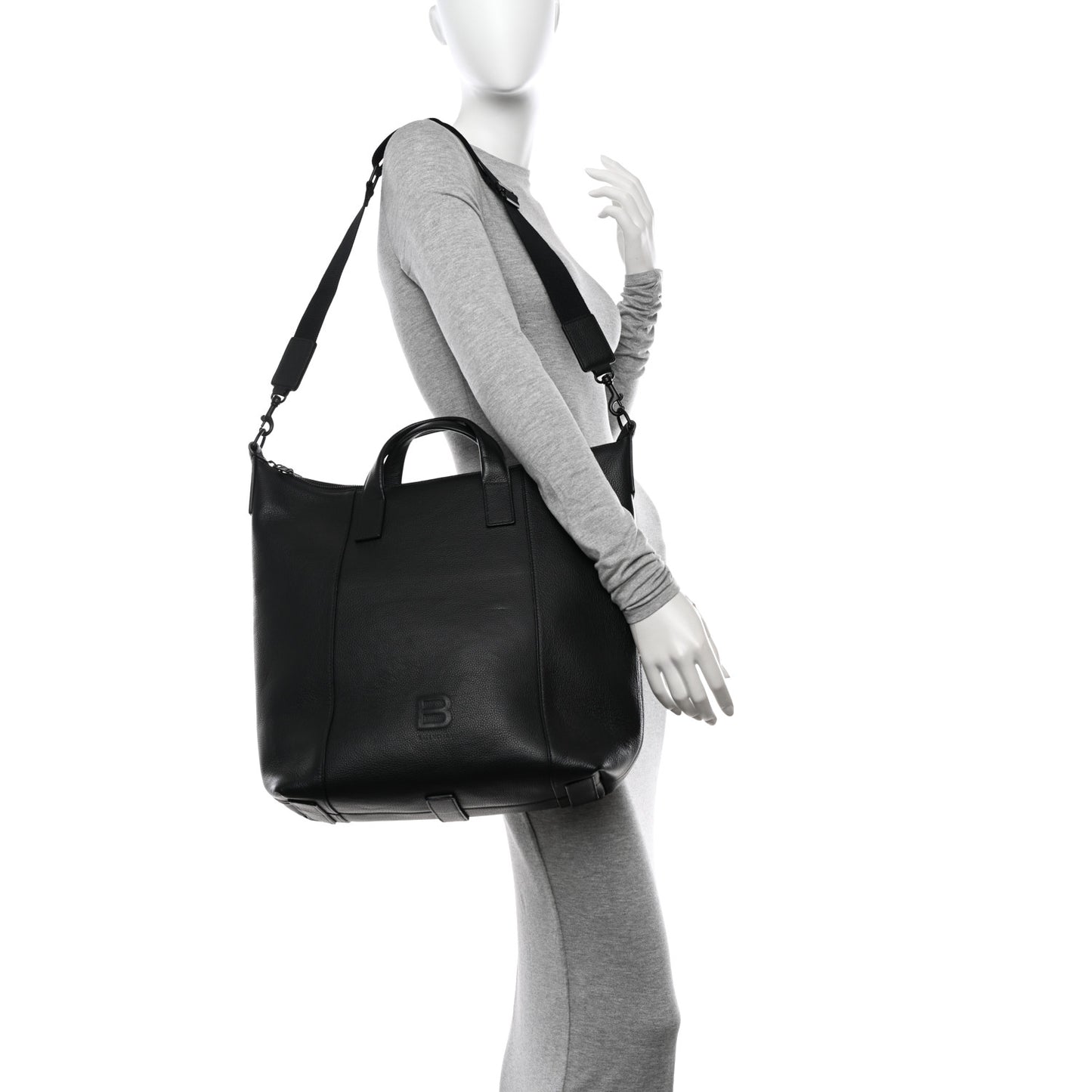 Calfskin Hourglass Zip Tote Black