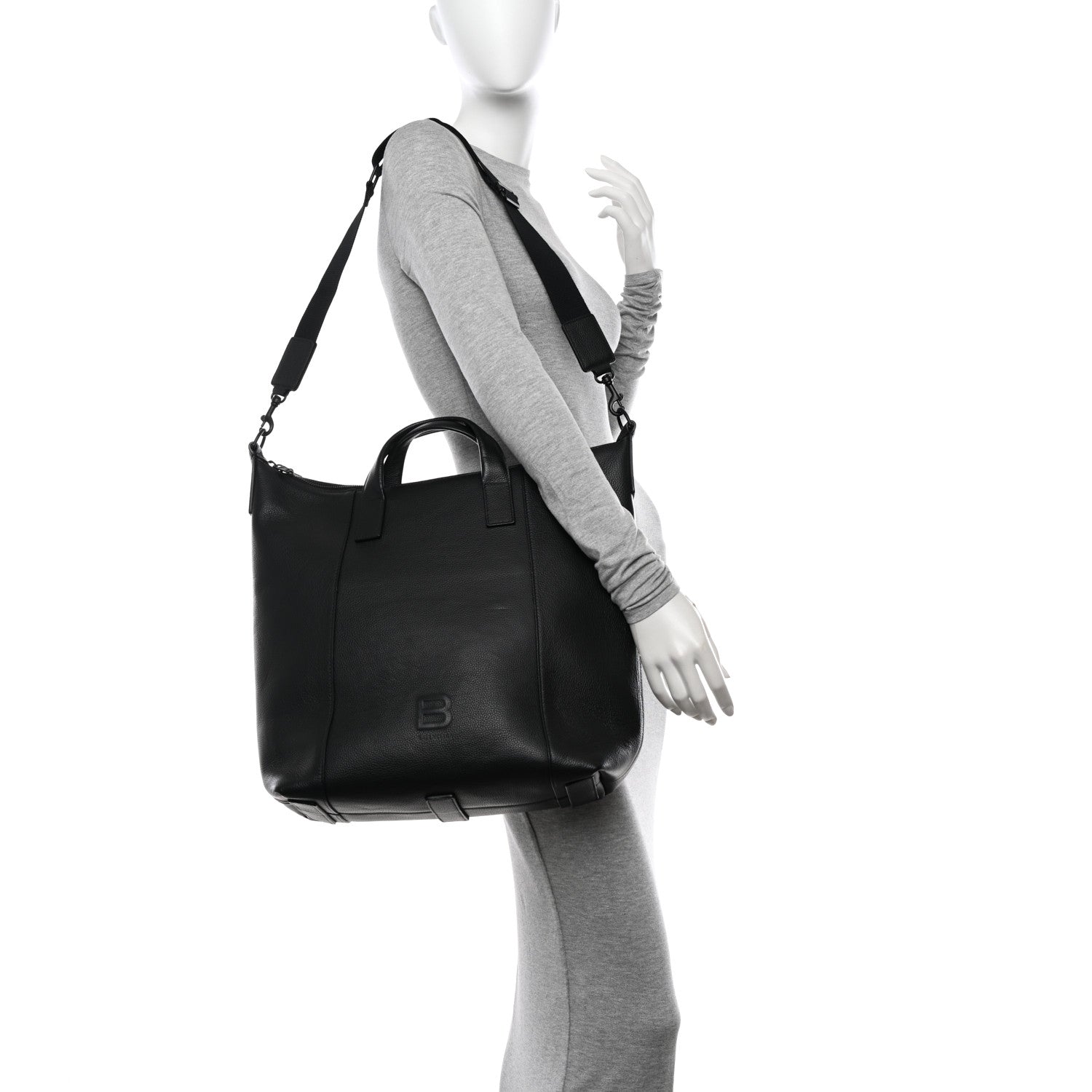 Balenciaga Calfskin Hourglass Zip Tote Black 2 of 12