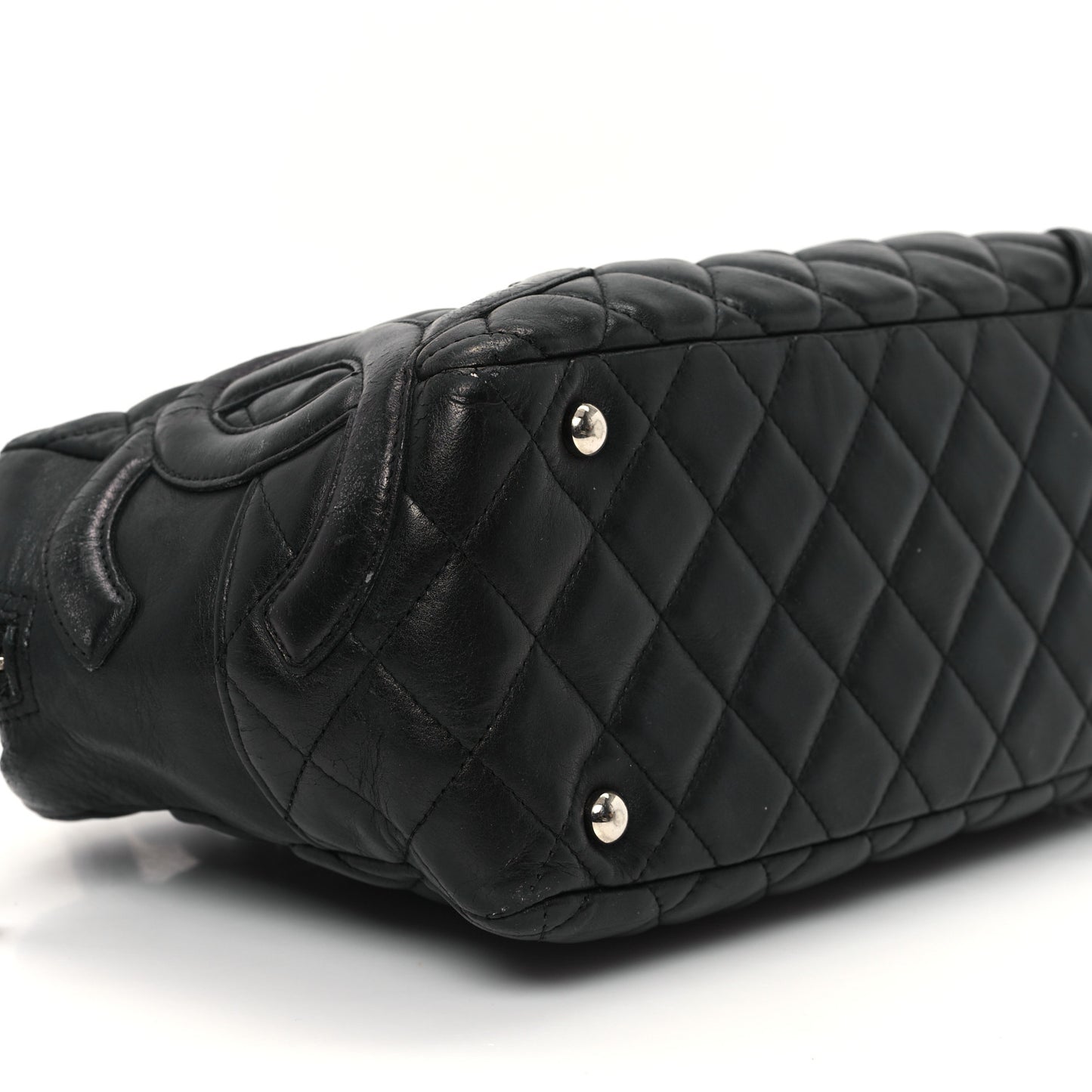 Calfskin Quilted Large Cambon Bowler Black