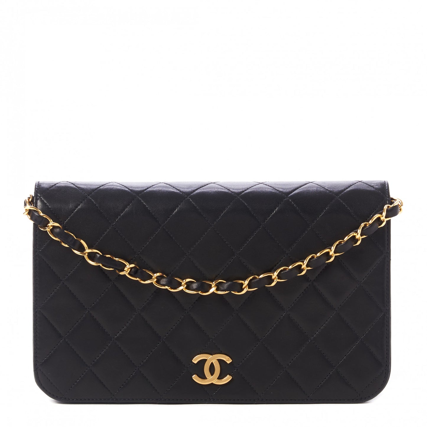 Lambskin Quilted Small Single Flap Black