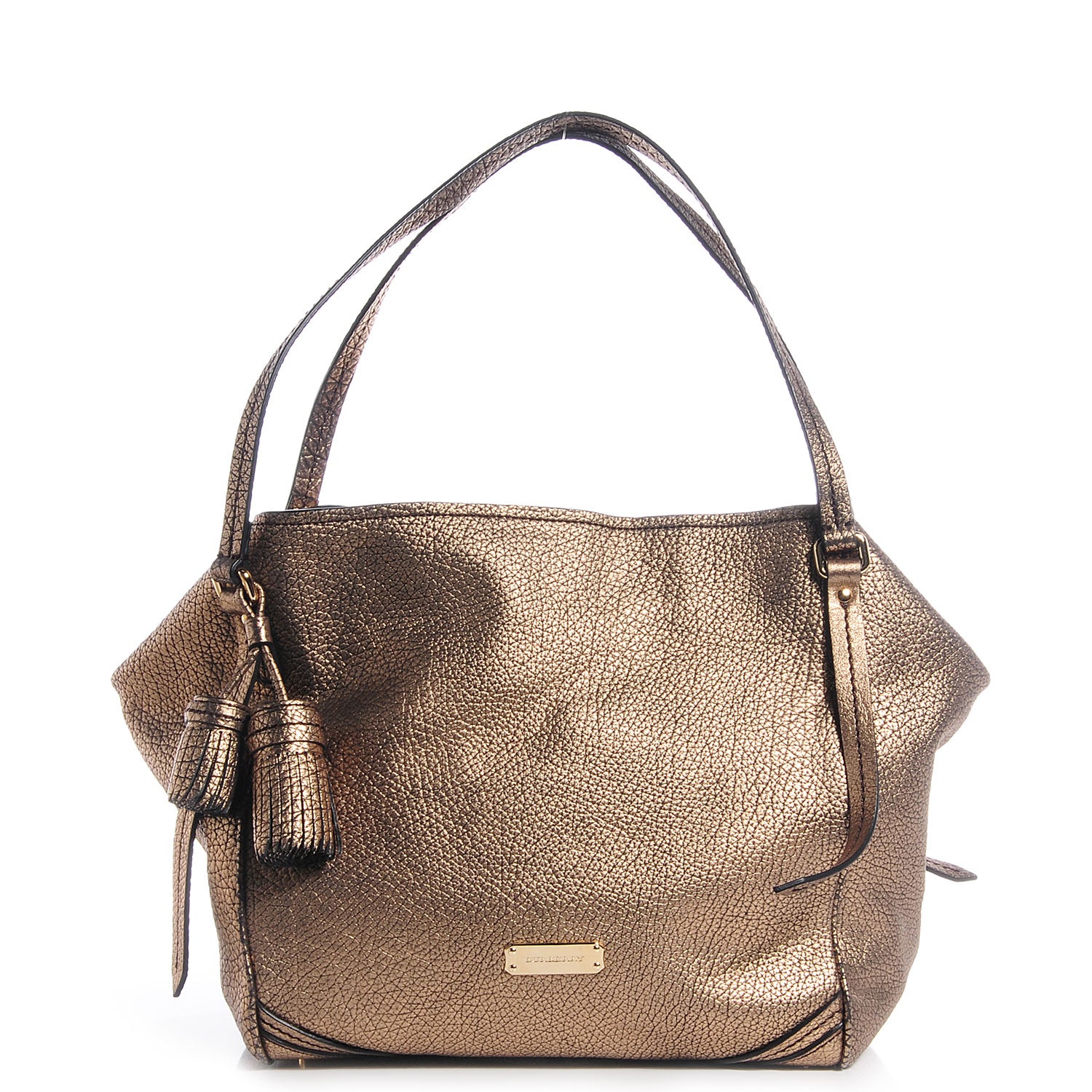 Burberry Leather Saddle Stitch Small Canterbury Tote Gold 1 of 8