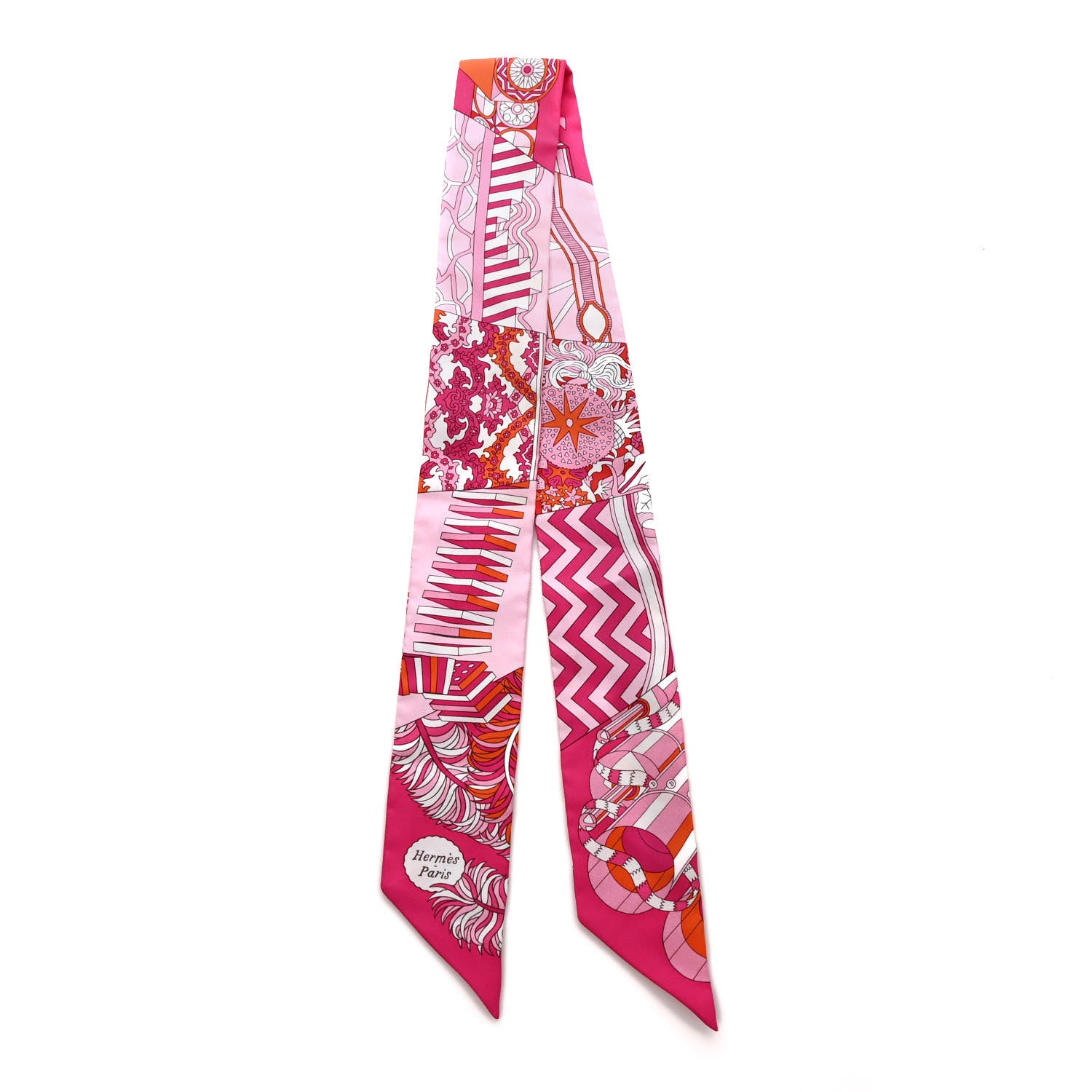 Hermes Silk De l'Ombrelle Aux Duels Twilly Fuchsia Rose Pale 2 of 3