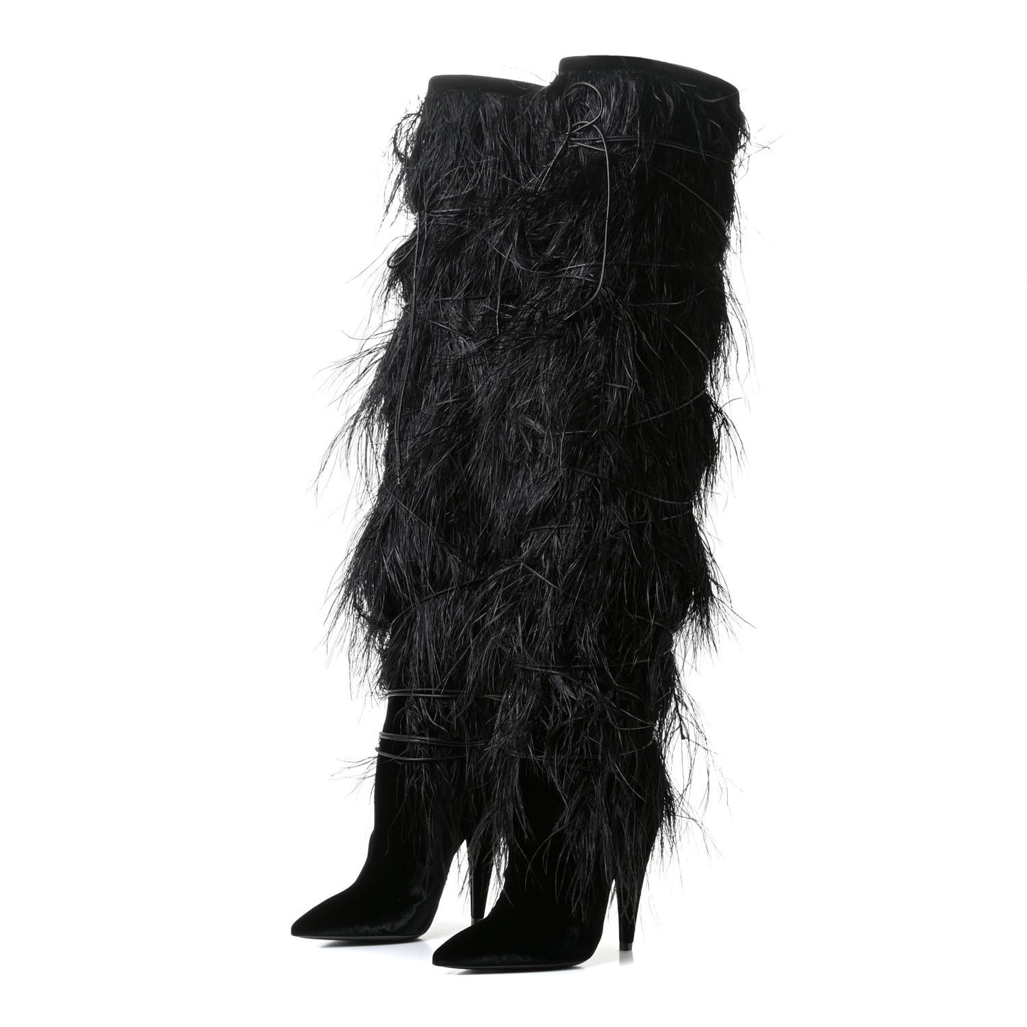 Velluto Master Ostrich Yeti 110 Over The Knee Boots 38.5 Black