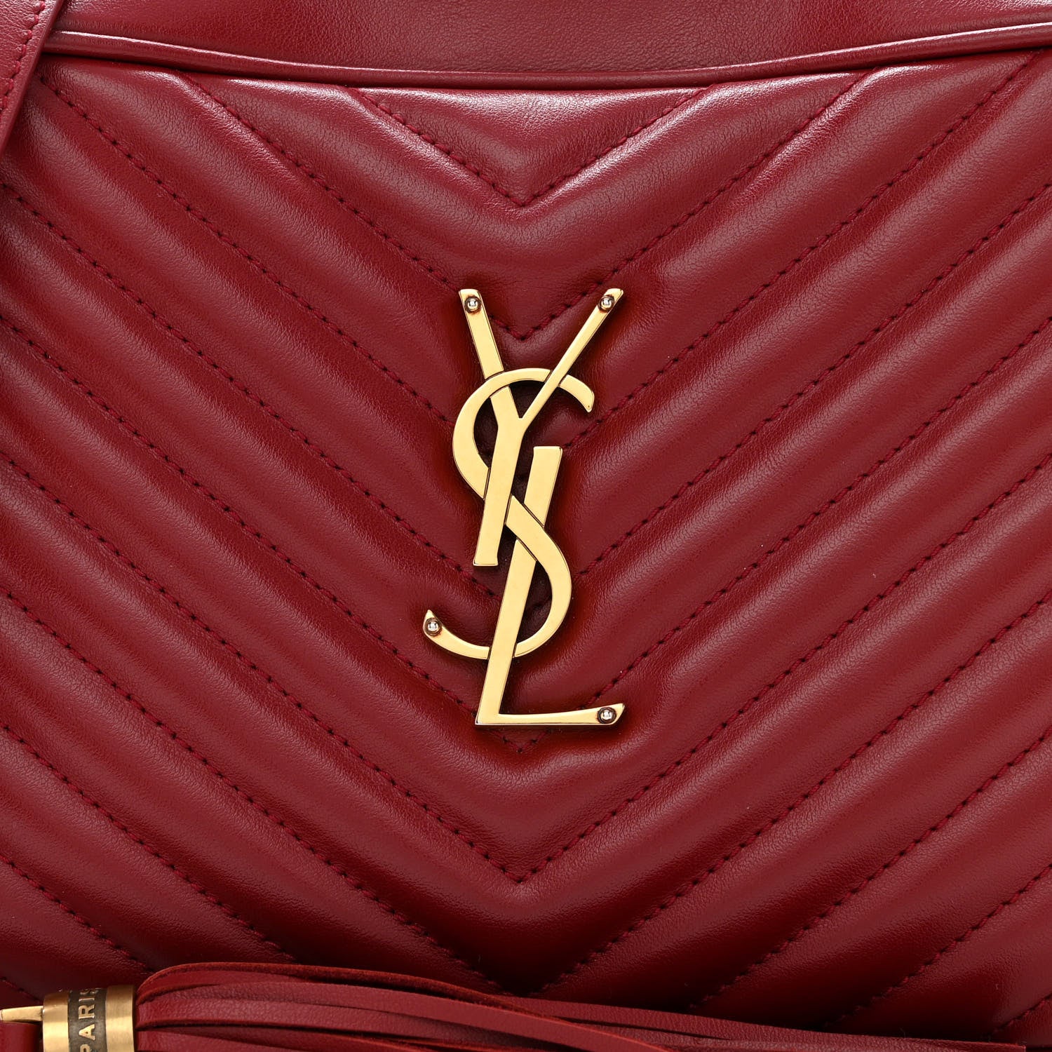 Saint Laurent Calfskin Matelasse Monogram Lou Camera Bag Opyum Red 9 of 17