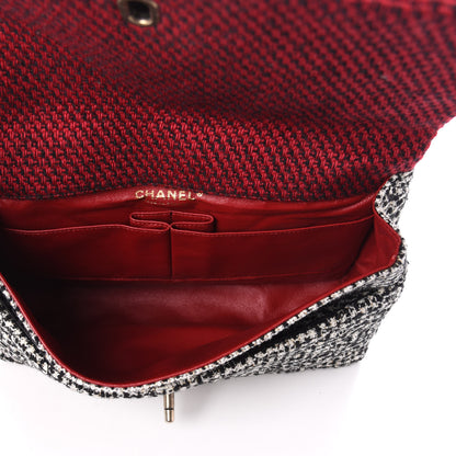 Chanel Tweed Quilted Medium Single Flap Red Black White 5 of 12