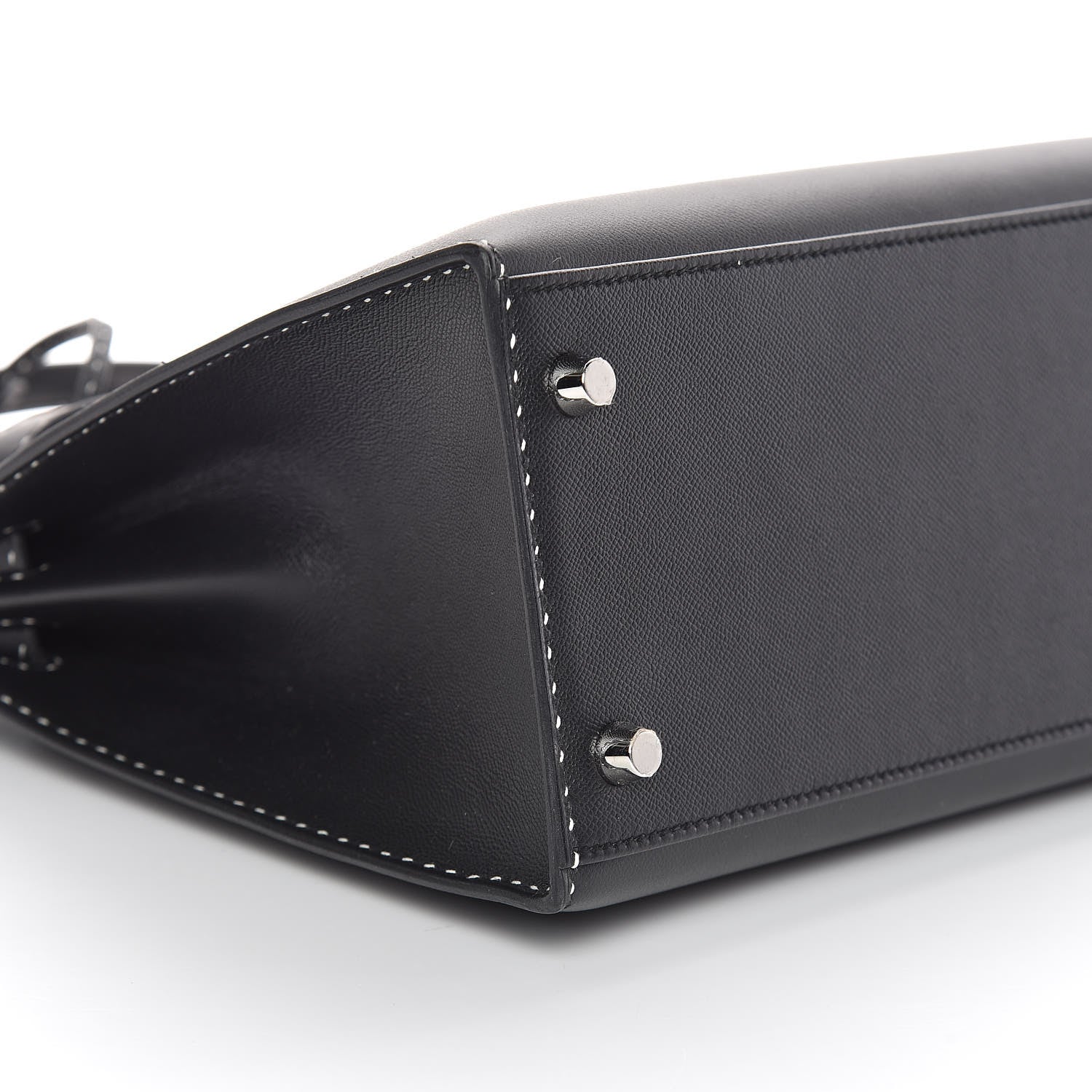 Hermes Grained Monsieur Un Point Sur Deux Kelly Sellier 28 Black 6 of 36
