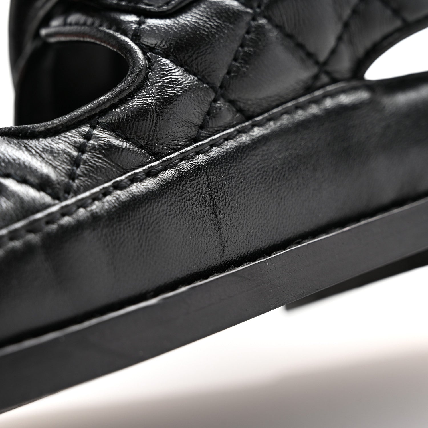 Chanel Lambskin Quilted Velcro Dad Chain CC Slide Sandals 35 Black 11 of 14