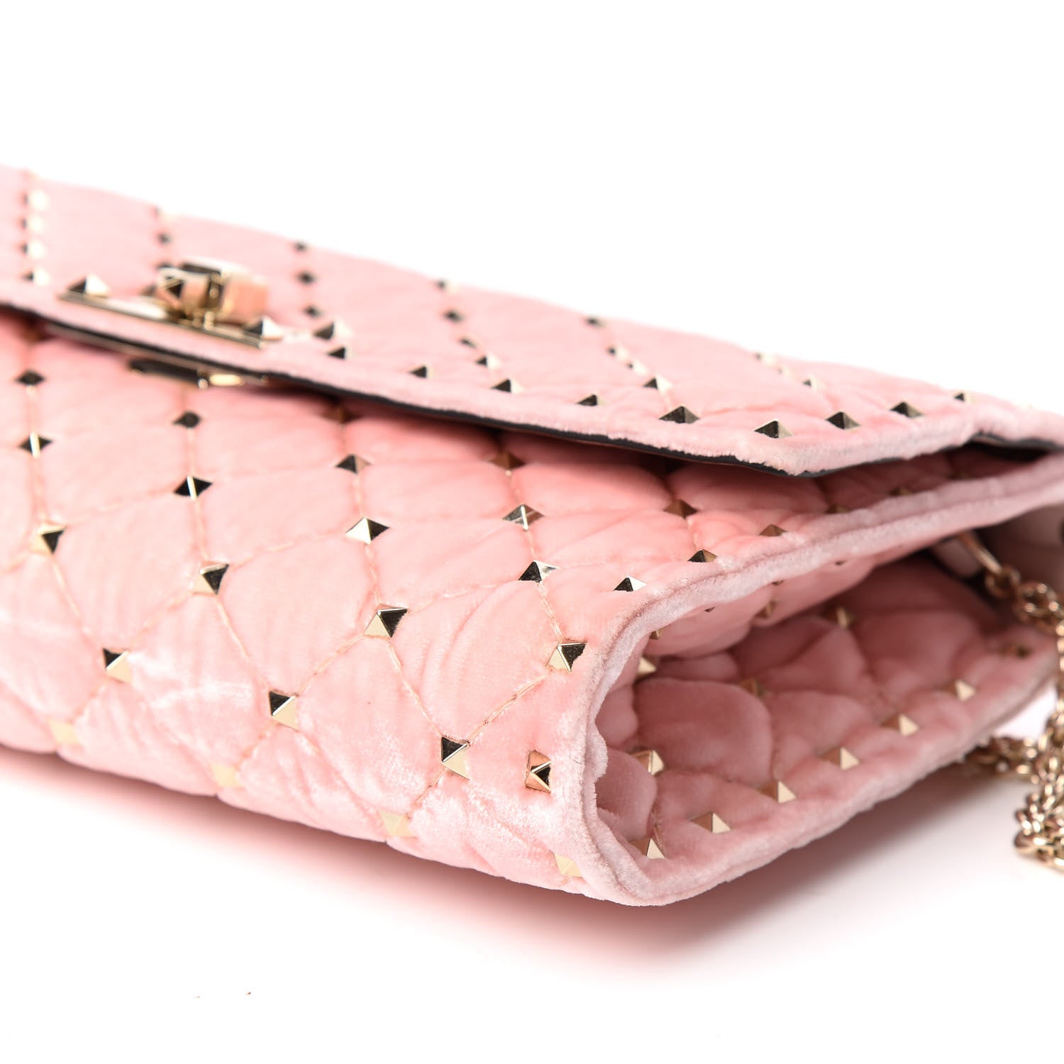 Valentino Garavani Velvet Rockstud Spike Wallet on Chain Water Rose 8 of 8