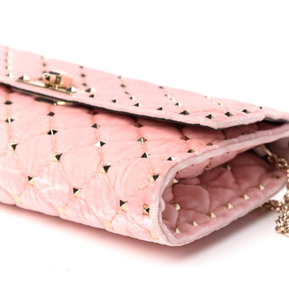 Valentino Garavani Velvet Rockstud Spike Wallet on Chain Water Rose 8 of 8