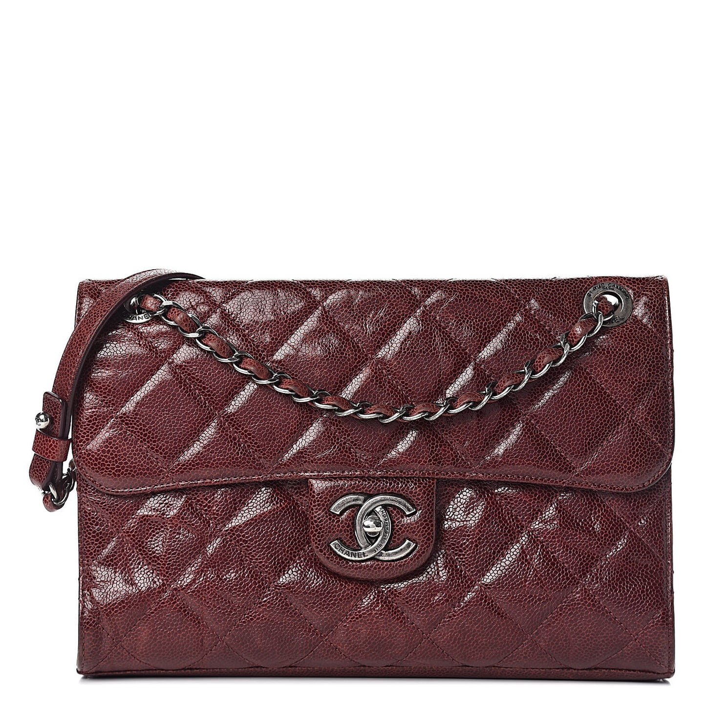 Crumpled Grained Calfskin Medium CC Crave Flap Bordeaux