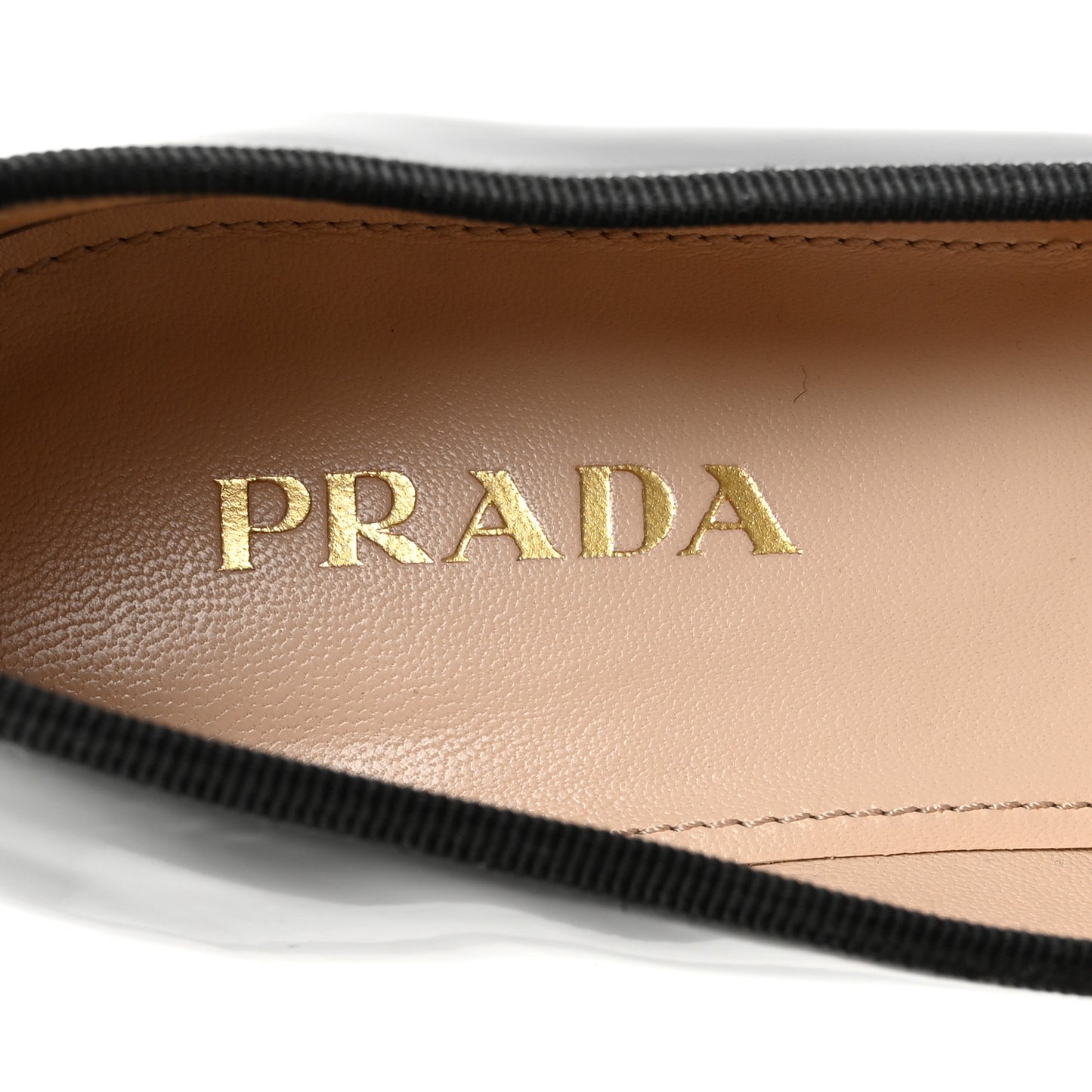 Nappa Vernice Cap Toe Logo Bow Ballerina Flats 37.5 Black