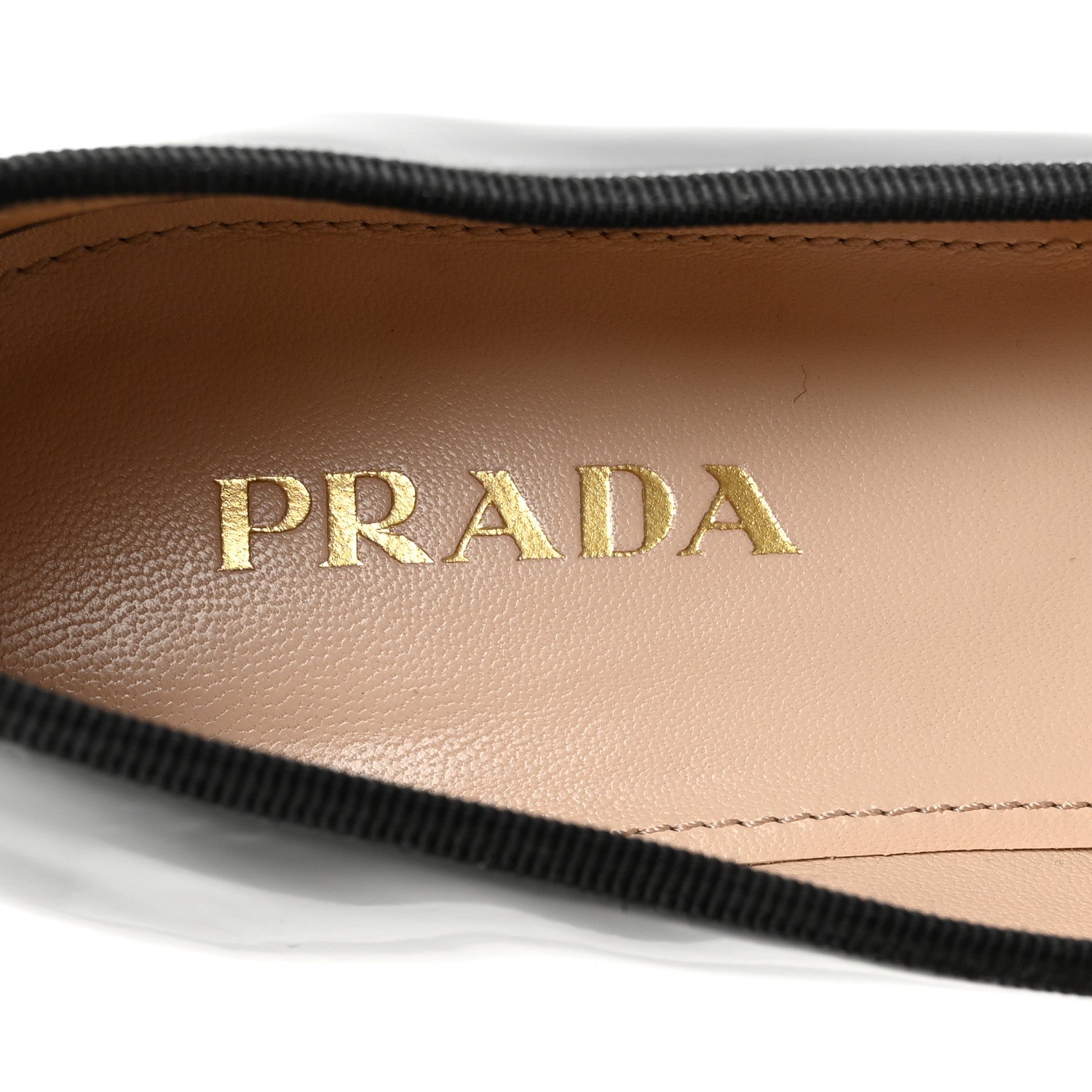 Prada Nappa Vernice Cap Toe Logo Bow Ballerina Flats 37.5 Black 8 of 9