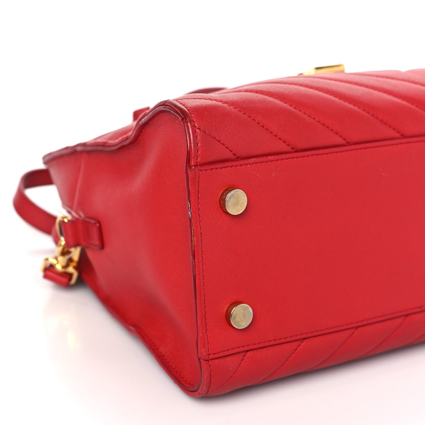 Calfskin Matelasse Chevron Small Monogram Cabas Lipstick Red
