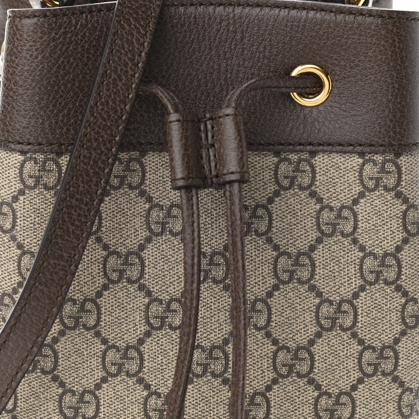 GG Supreme Monogram Web Small Ophidia Bucket Bag Brown