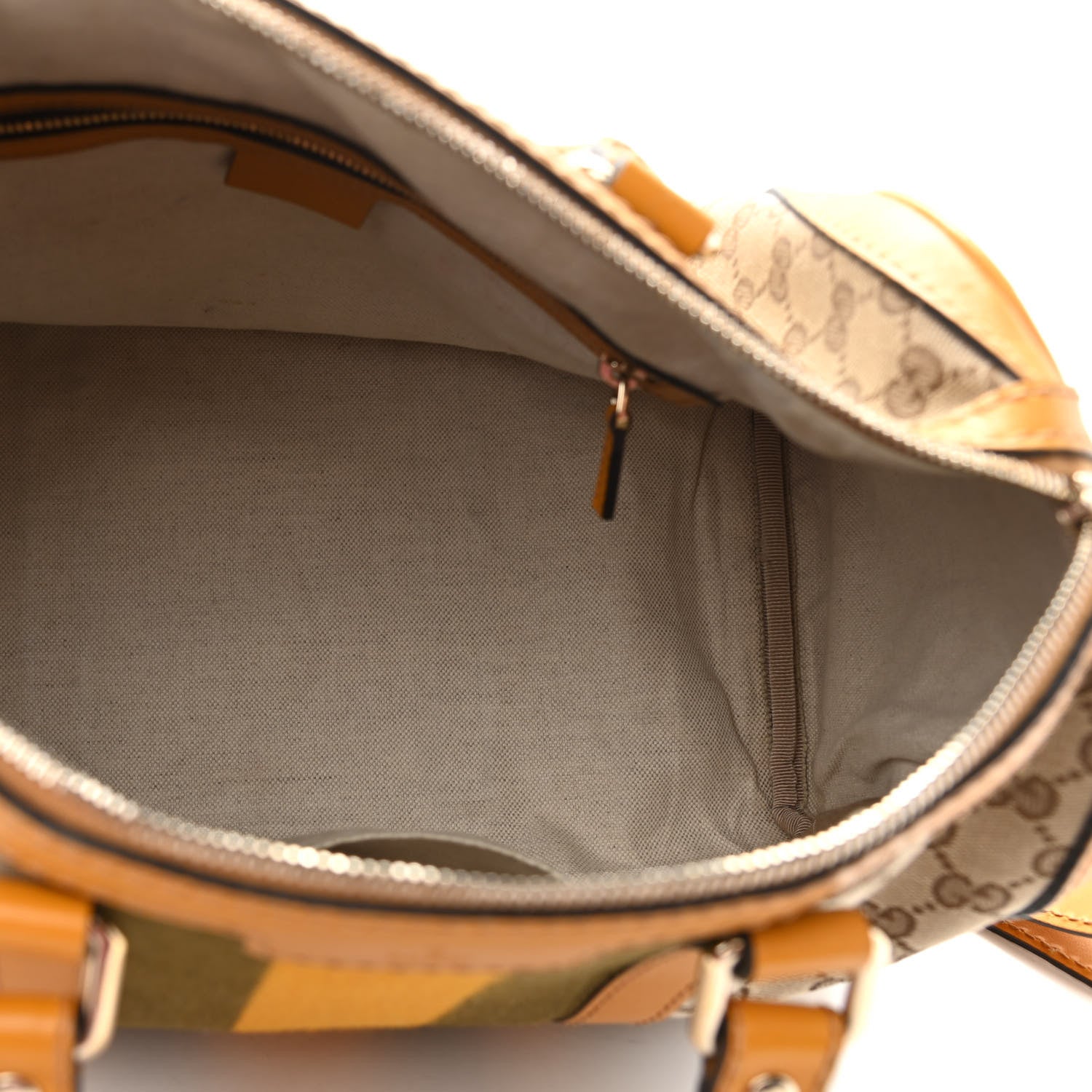 Gucci Monogram Selleria Calfskin Vintage Web Medium Boston Beige Ebony Yellow 5 of 14