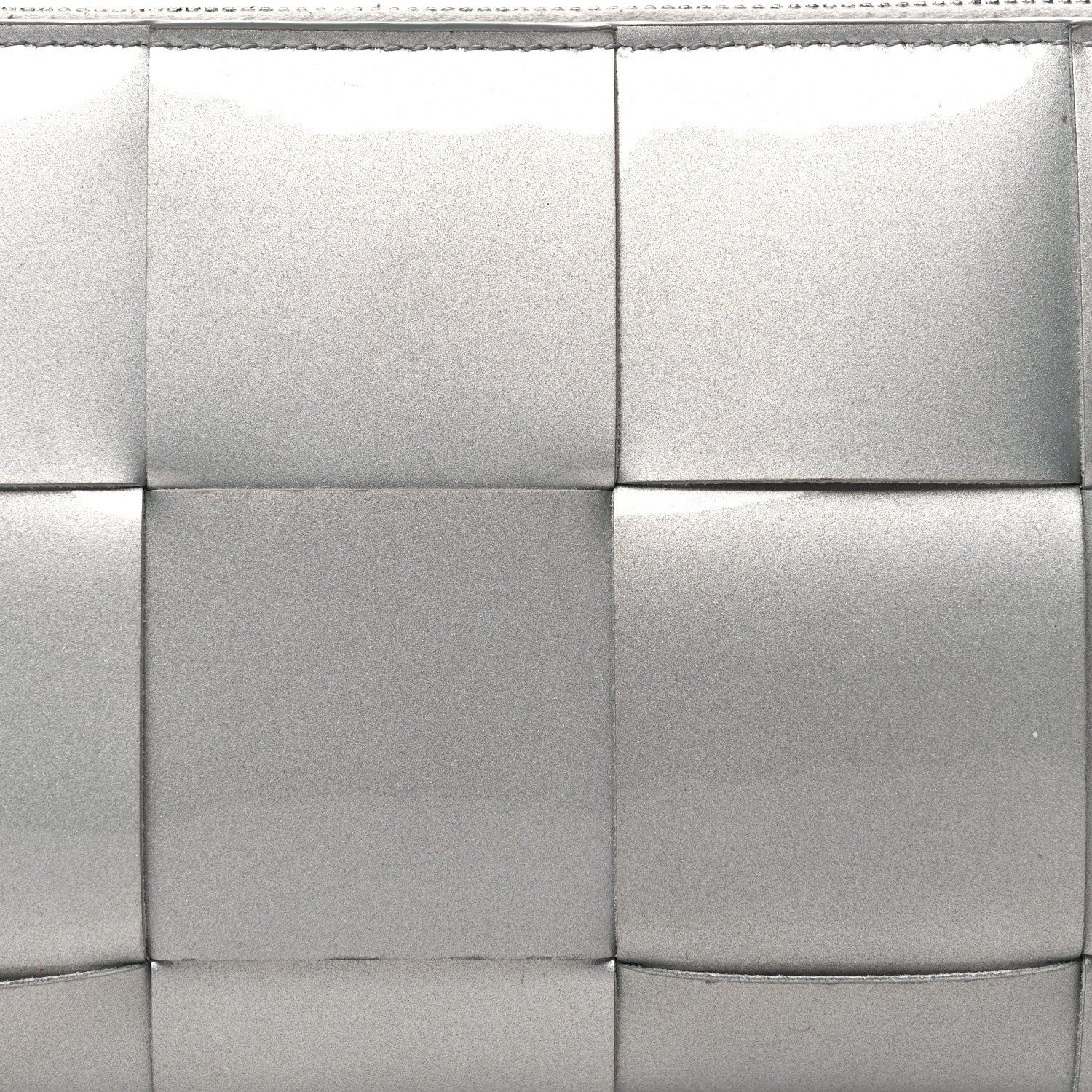 Bottega Veneta Metallic Patent Calfskin Maxi Intrecciato Zip Around Wallet Silver 8 of 12