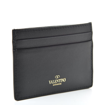 Valentino Garavani Vitello Rockstud Card Holder Black 3 of 9