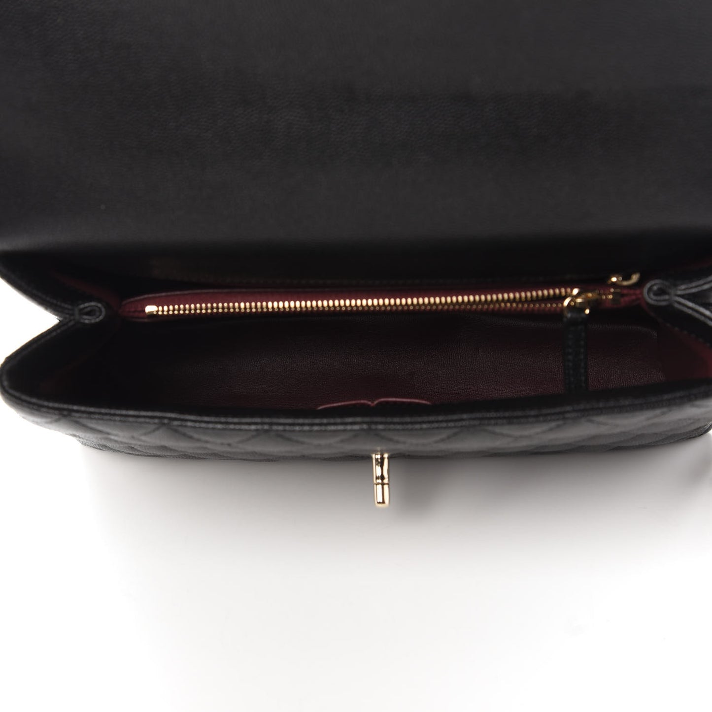 Caviar Quilted Small Coco Handle Flap Black