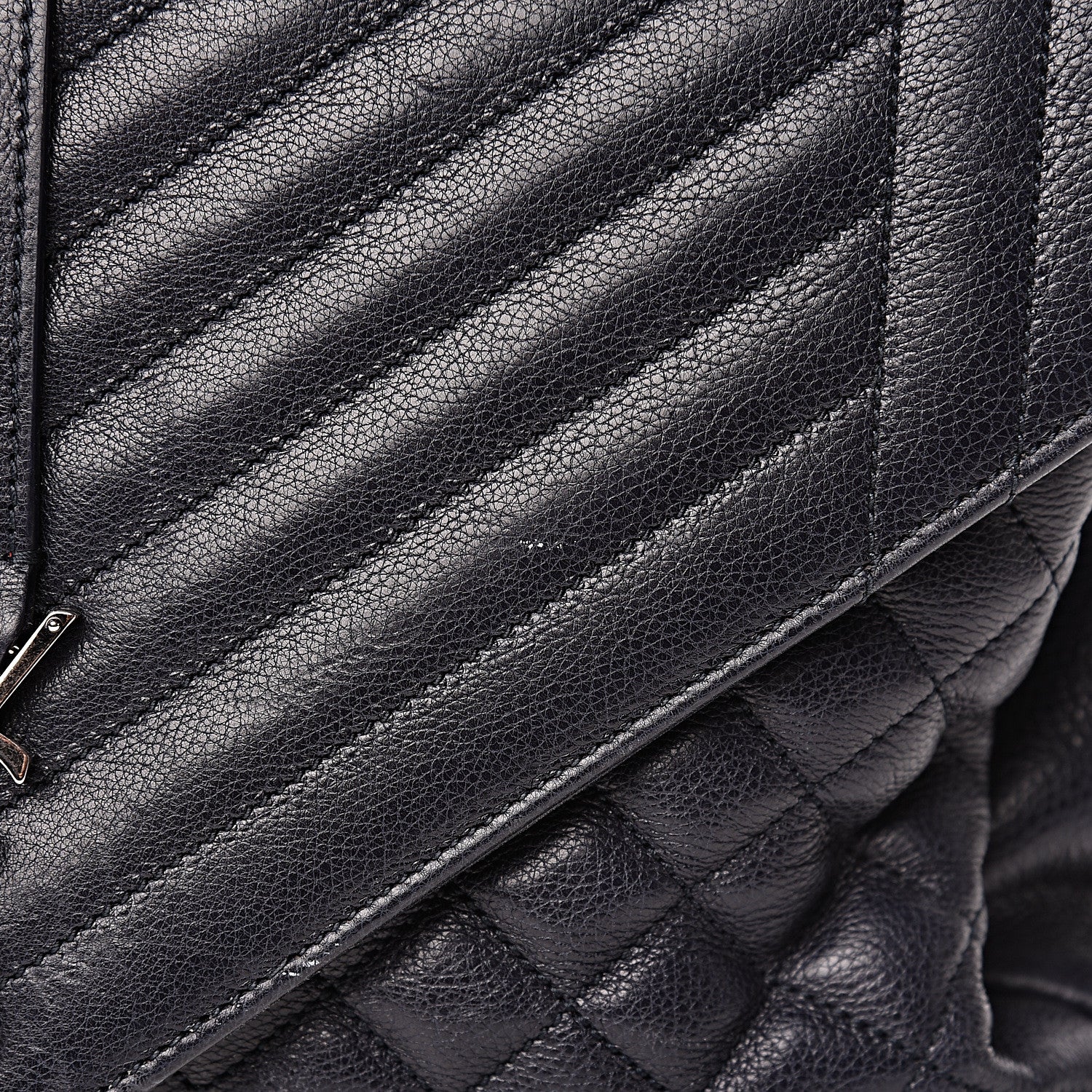 Saint Laurent Calfskin Mixed Matelasse Triquilt Large Monogram Envelope Satchel Deep Marine 13 of 25