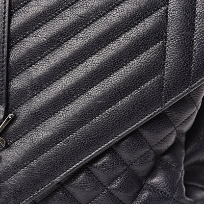Saint Laurent Calfskin Mixed Matelasse Triquilt Large Monogram Envelope Satchel Deep Marine 13 of 25