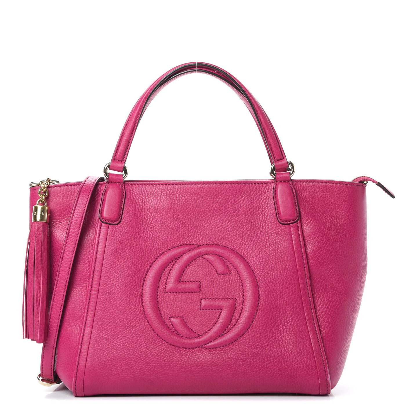 Pebbled Calfskin Small Soho Top Handle Bag Bright Bougainvillea