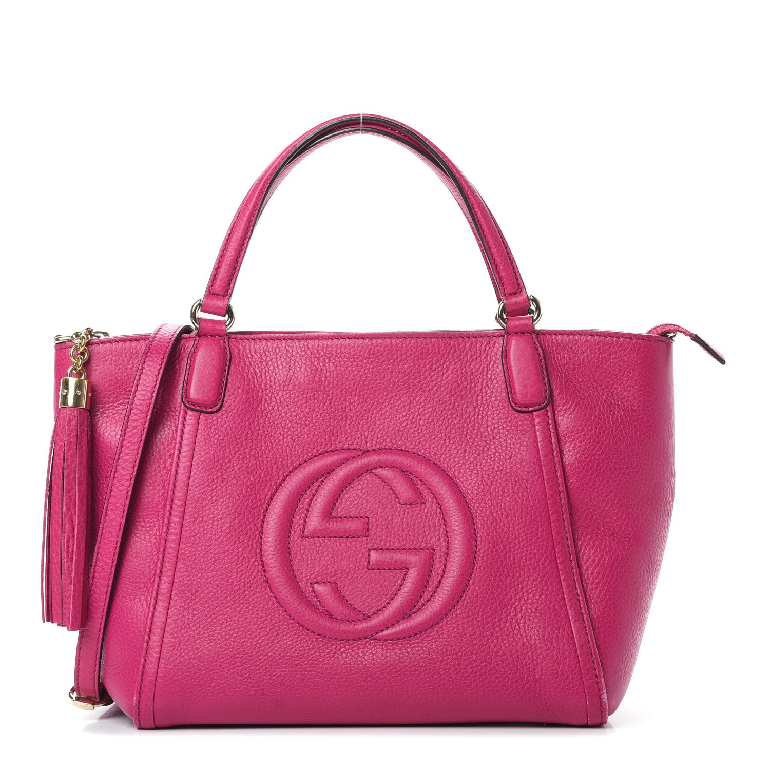 Gucci Pebbled Calfskin Small Soho Top Handle Bag Bright Bougainvillea 1 of 14