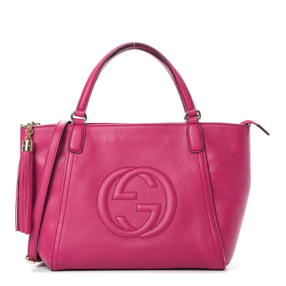 Gucci Pebbled Calfskin Small Soho Top Handle Bag Bright Bougainvillea 1 of 14