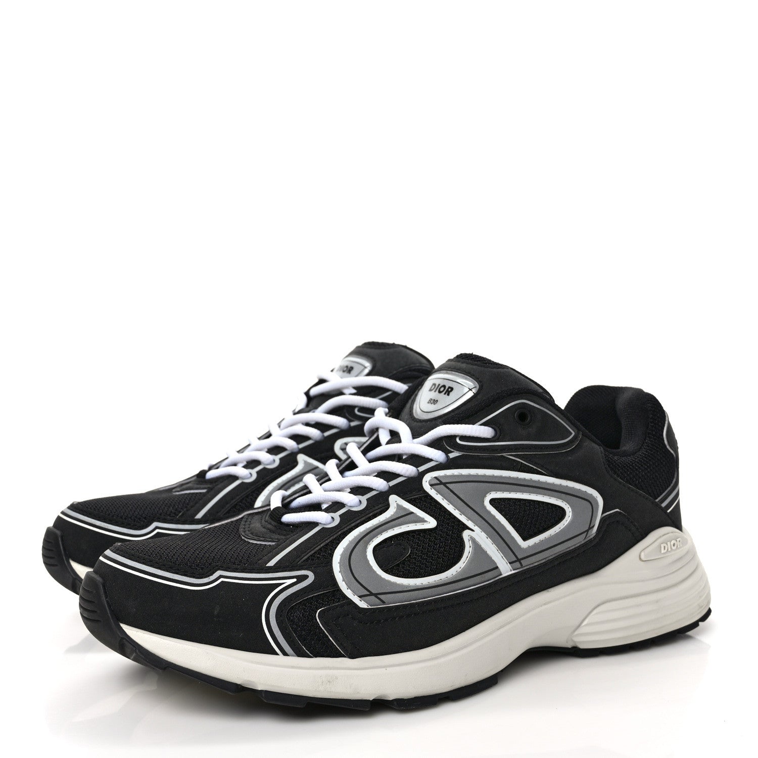 Christian Dior Technical Mesh Calfskin Mens B30 Sneakers 42 Black White 3 of 11