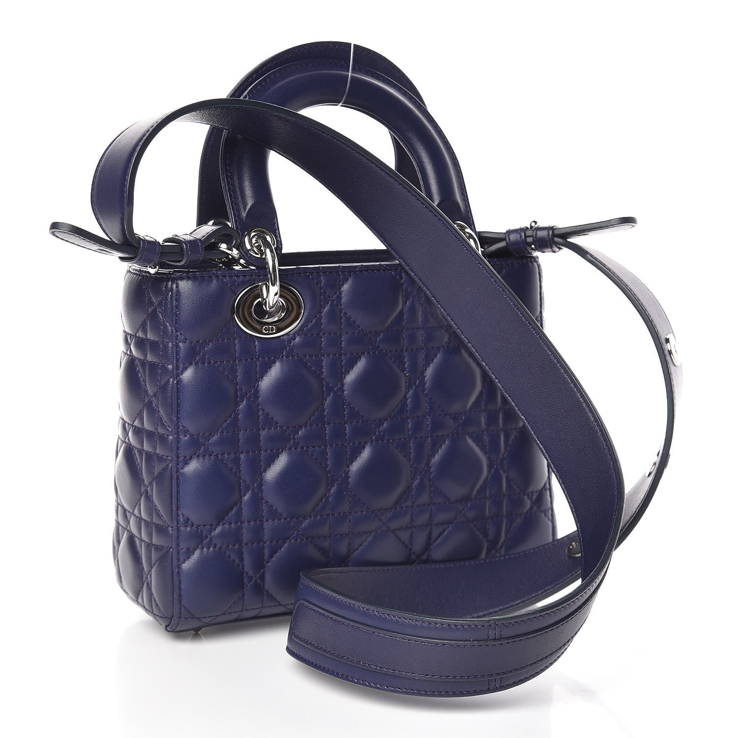 Christian Dior Lambskin Cannage Small Lucky Badges My Lady Dior Navy 3 of 10