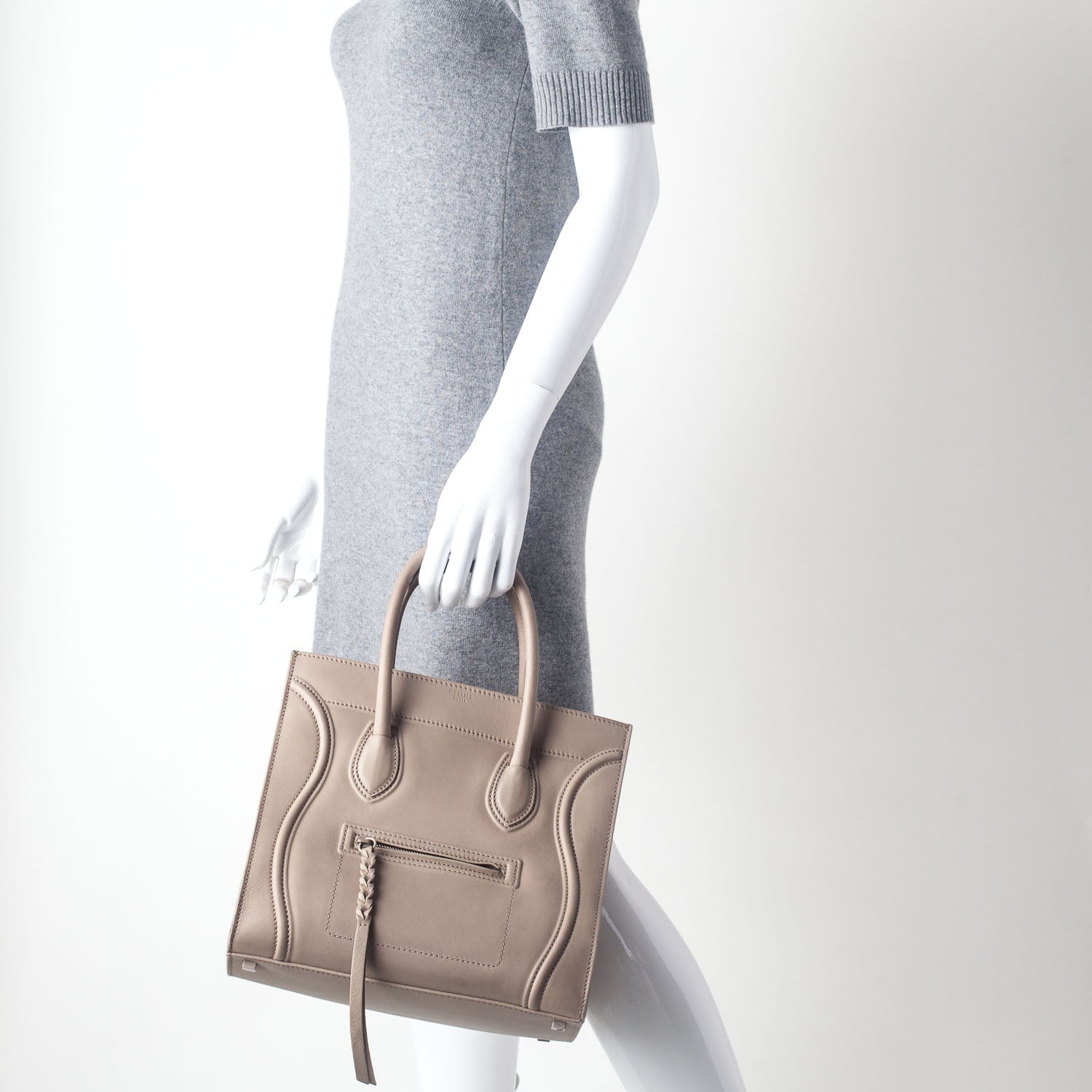 Celine Smooth Calfskin Medium Phantom Luggage Taupe 2 of 8