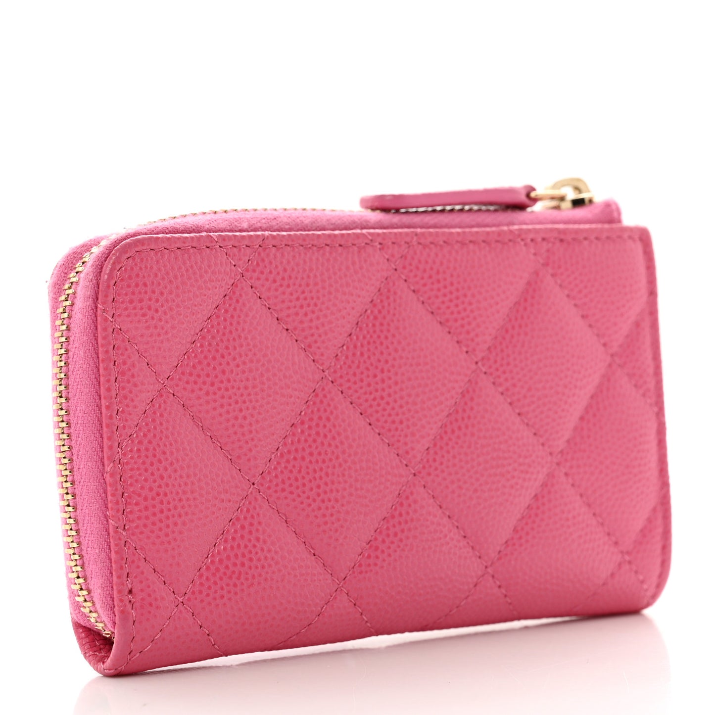 Caviar Quilted Zipped Key Holder Case Pink