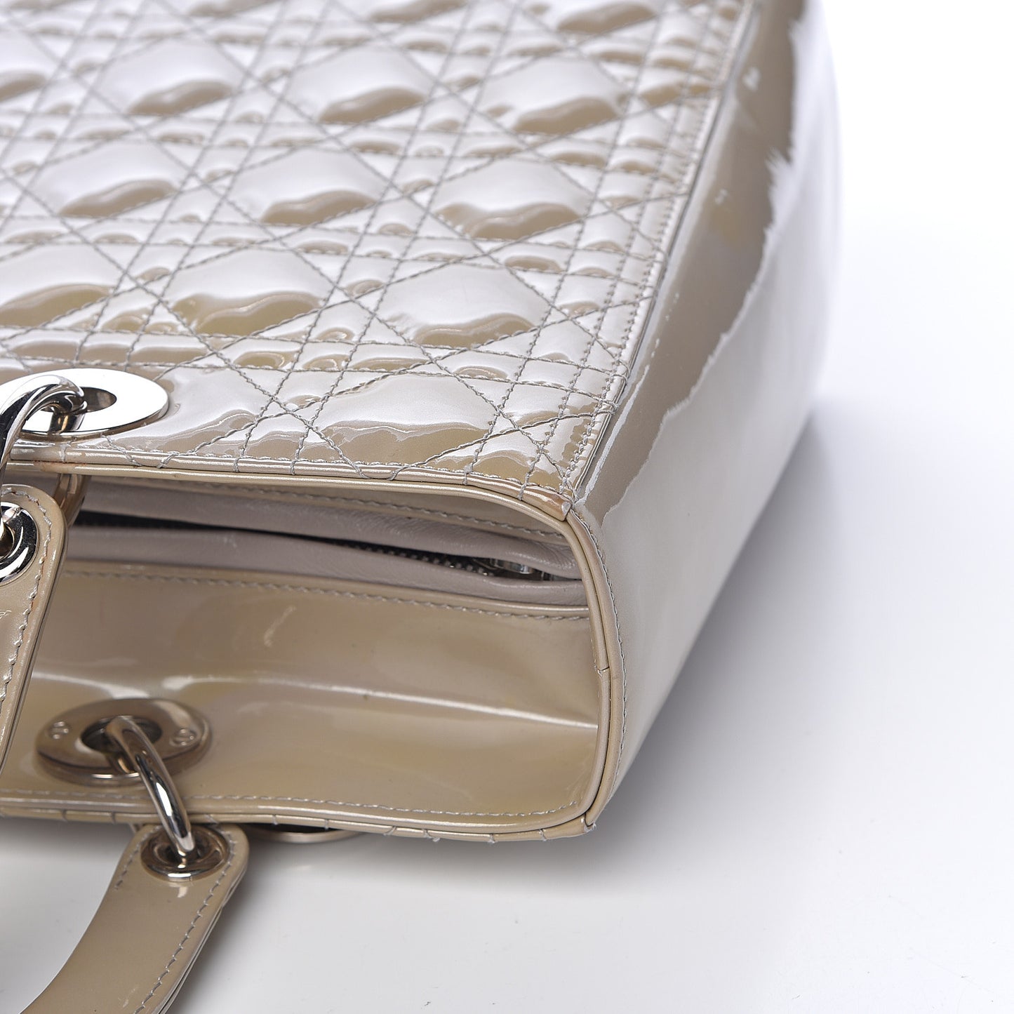 Patent Cannage Large Lady Dior Beige