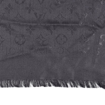 Louis Vuitton Silk Wool Monogram Shine Shawl Grey 2 of 3