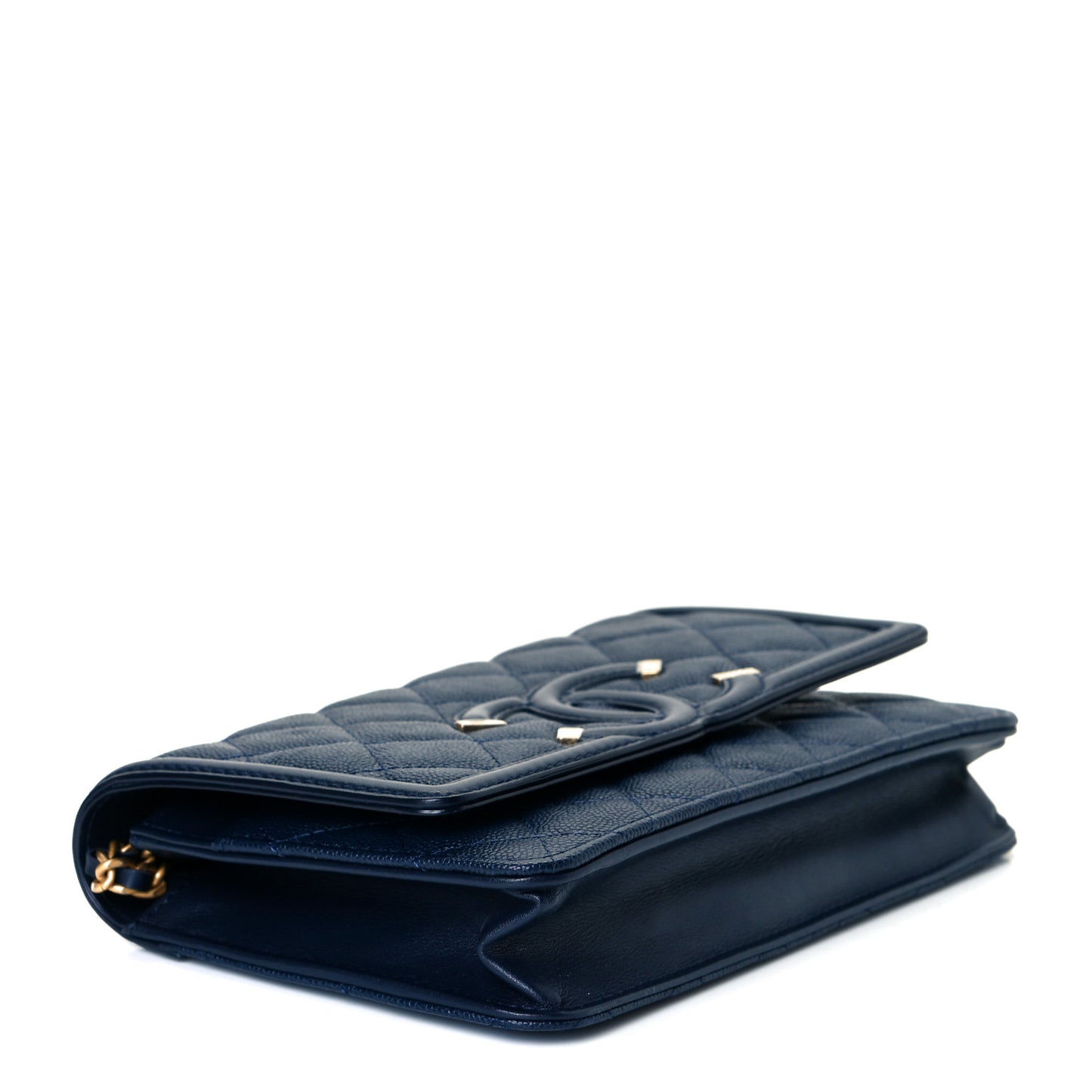 Caviar Quilted CC Filigree Wallet On Chain WOC Navy