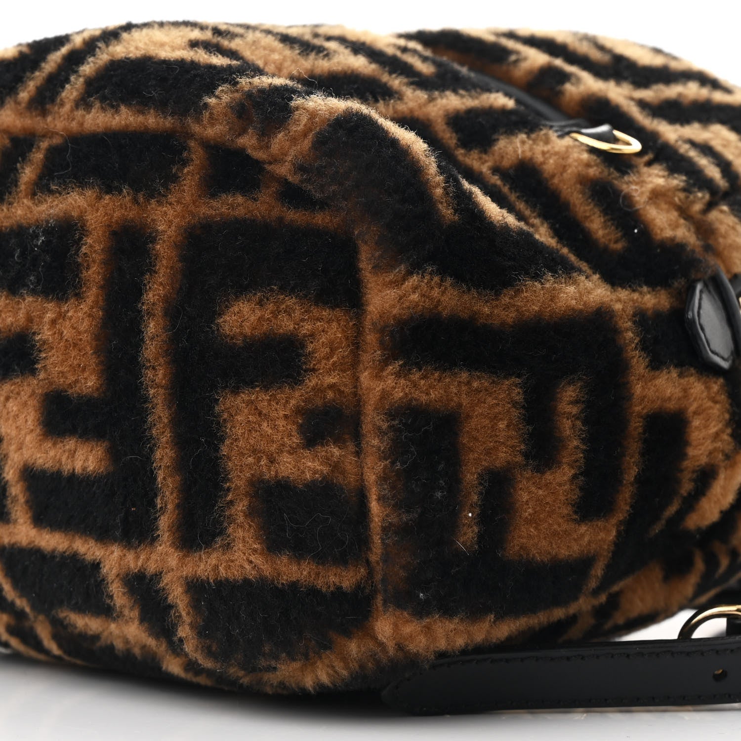 Fendi Shearling Macro FF 1974 Mini Backpack Tobacco Black 10 of 10