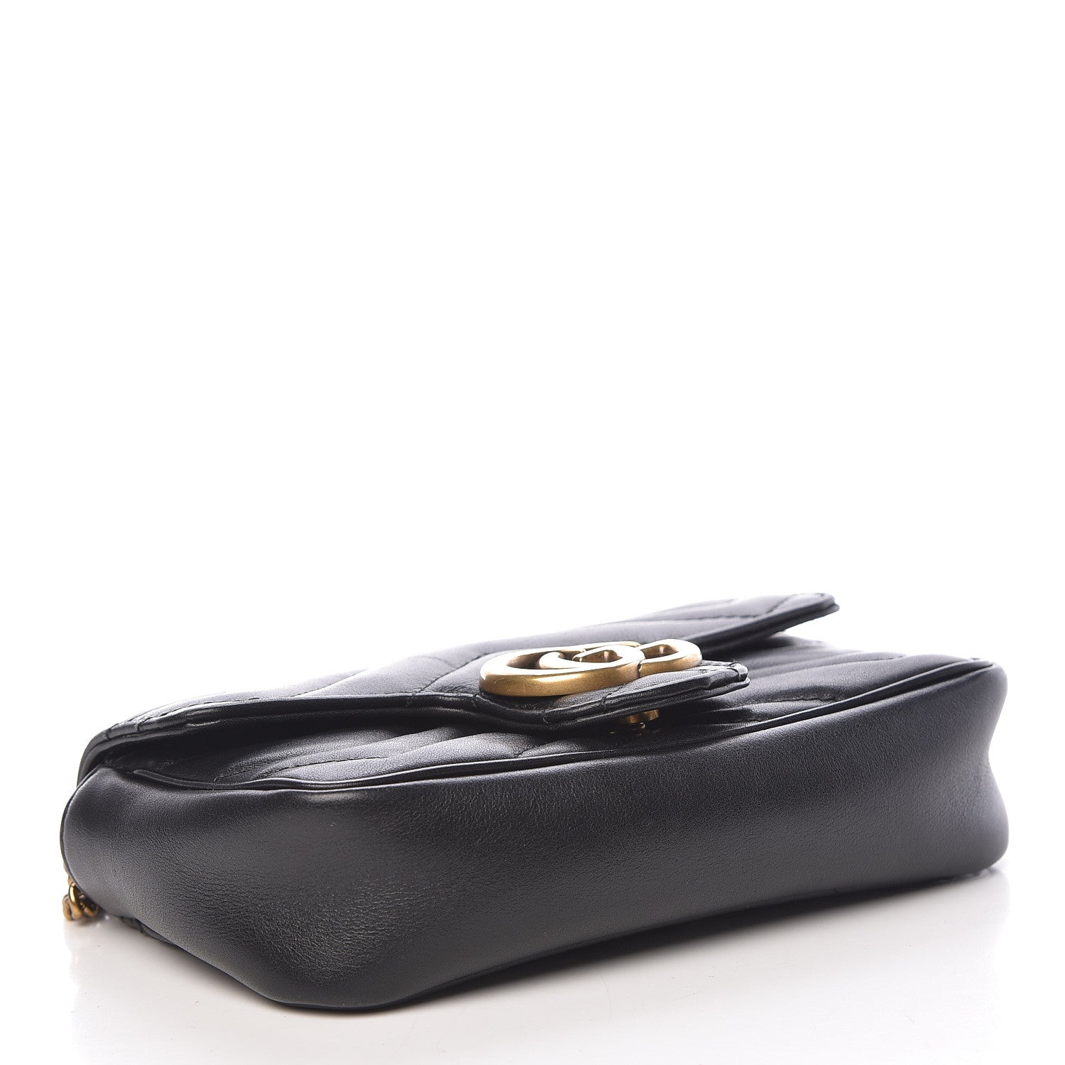 Gucci Calfskin Matelasse Super Mini GG Marmont Shoulder Bag Black 4 of 11