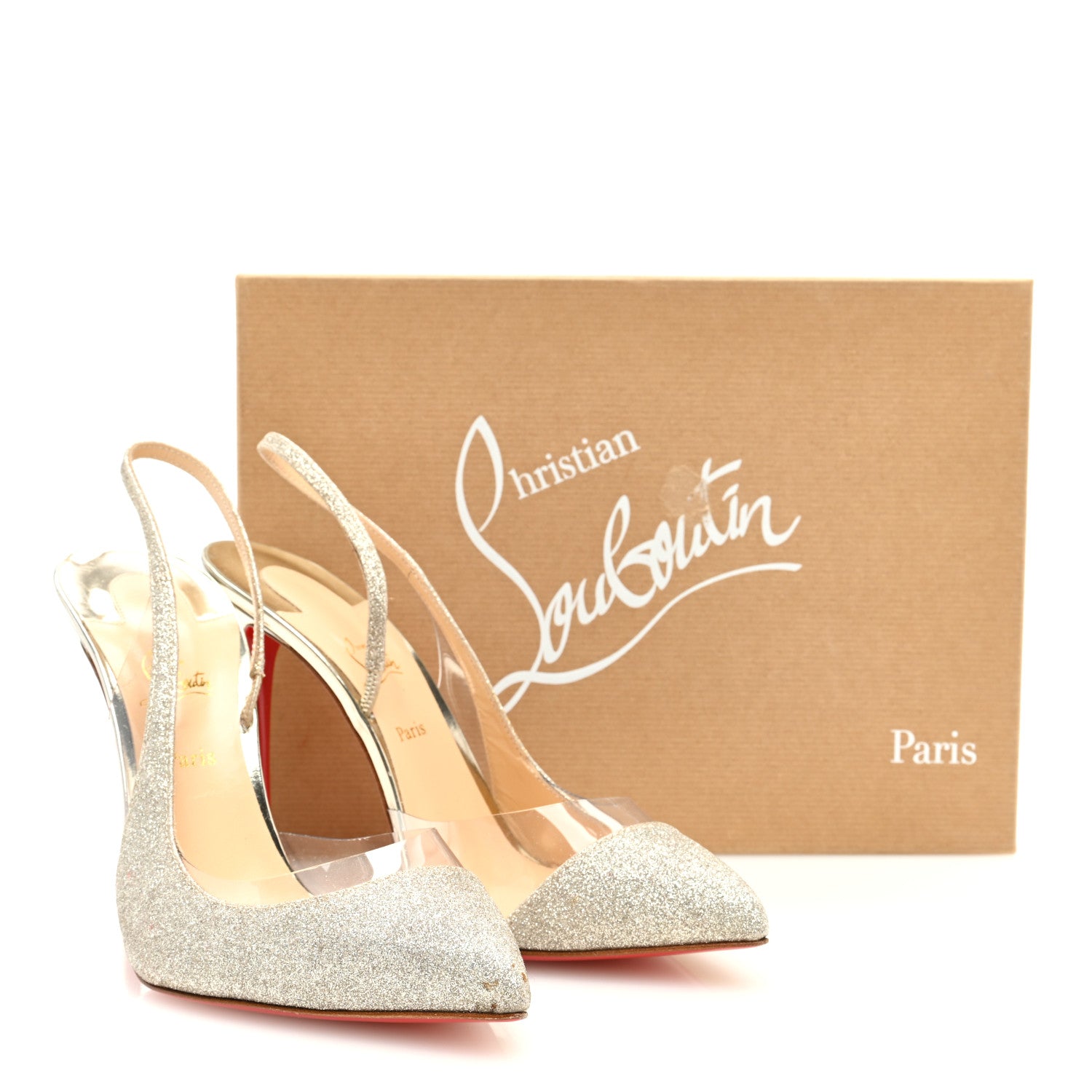 Christian Louboutin Mini Glitter PVC Specchio Optisexy 100 Pumps 39.5 Ivory Light Gold 8 of 8