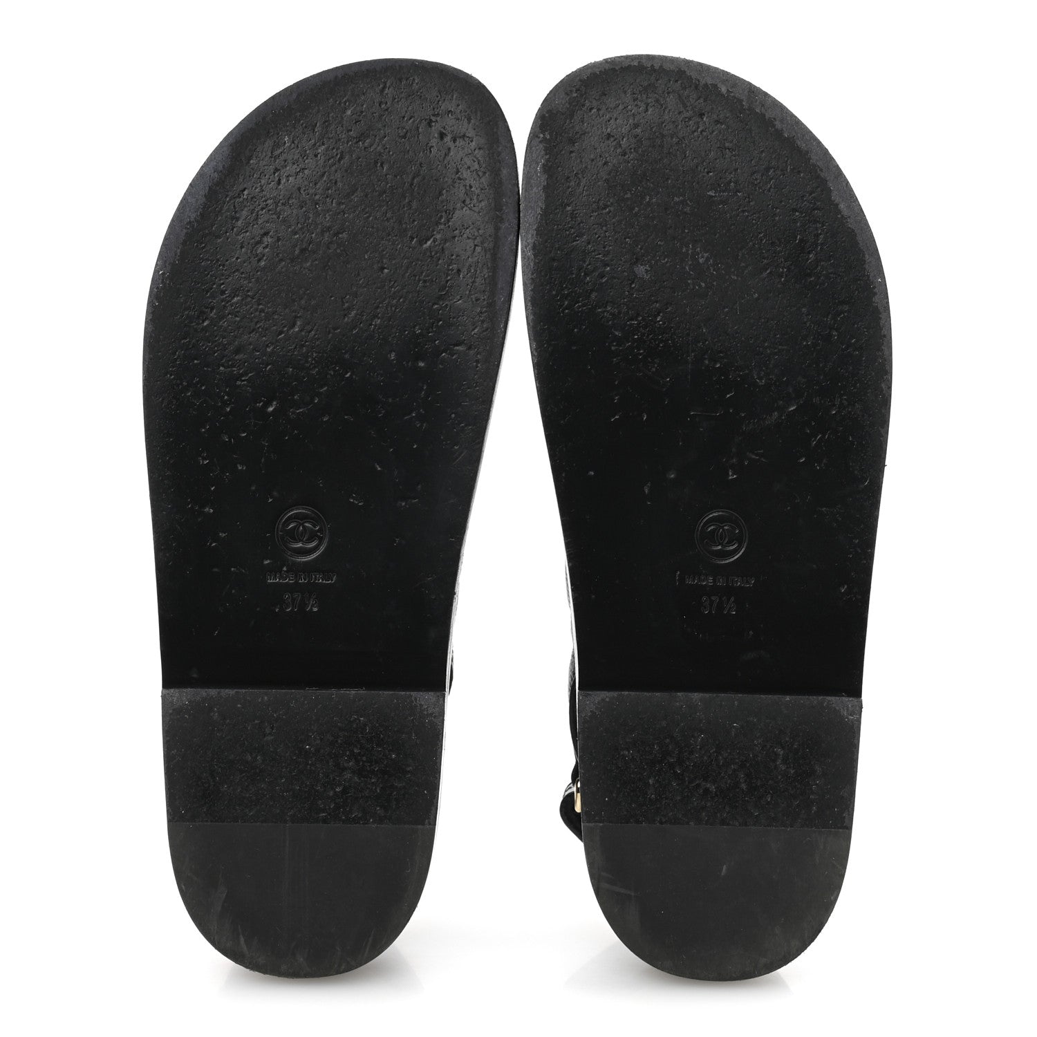 Chanel Grained Calfskin Velcro Dad Sandals 37.5 Black 6 of 14