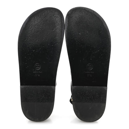 Chanel Grained Calfskin Velcro Dad Sandals 37.5 Black 6 of 14