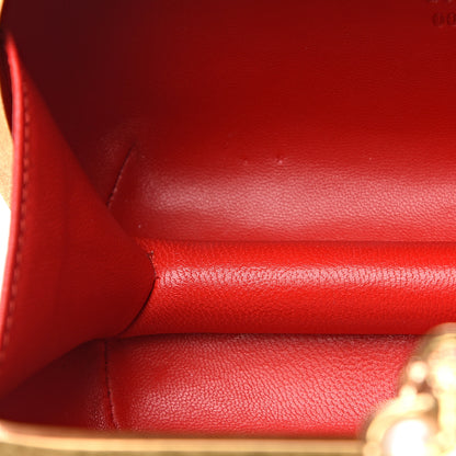 Alexander McQueen Calfskin Woven Britannia Skull Box Clutch Red Pink 7 of 7