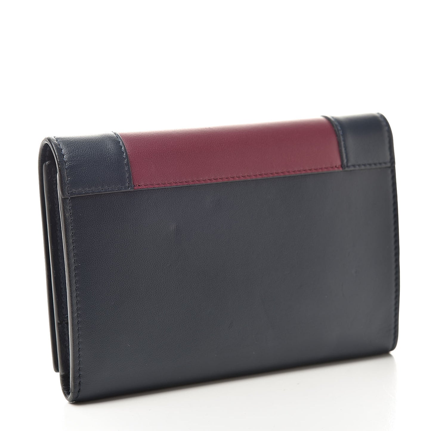 Smooth Lambskin Small Frame Multifunction Wallet Steel Blue Plum