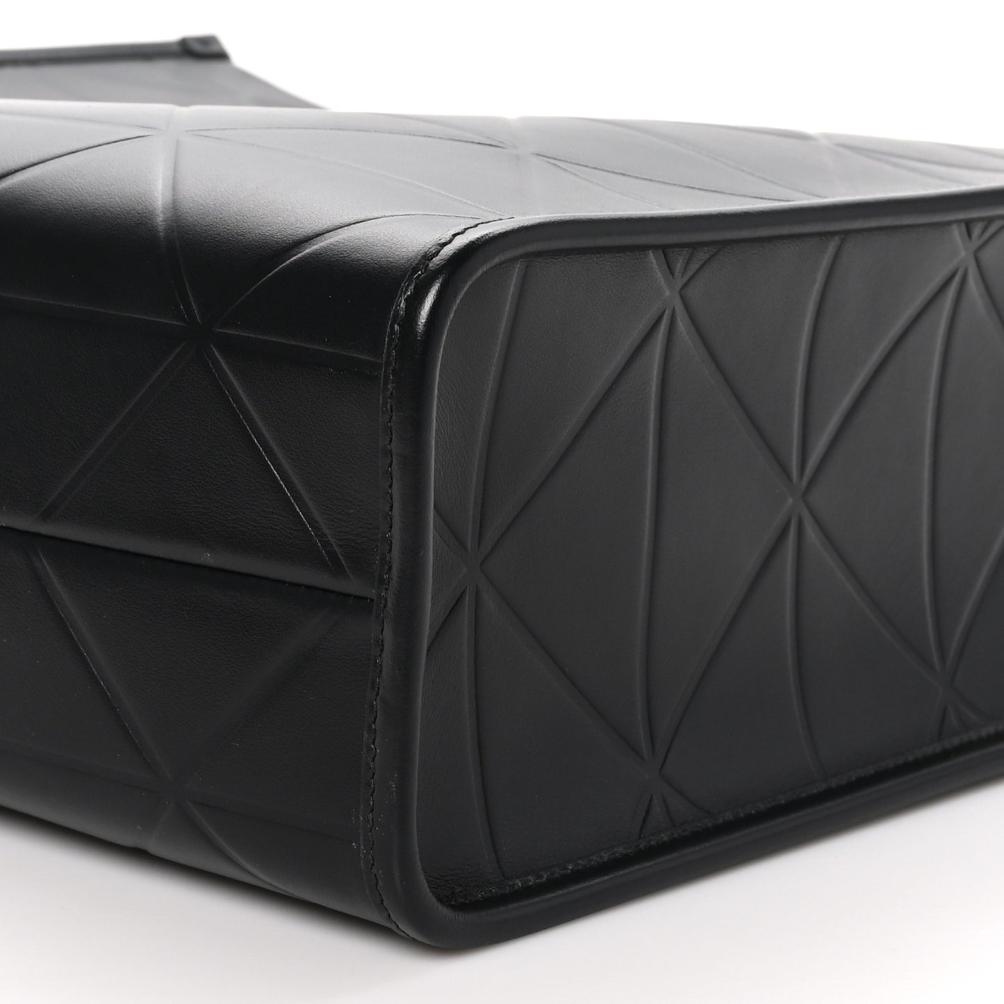 Soft Calfskin Triangolo Symbole Embossed Medium Tote Black