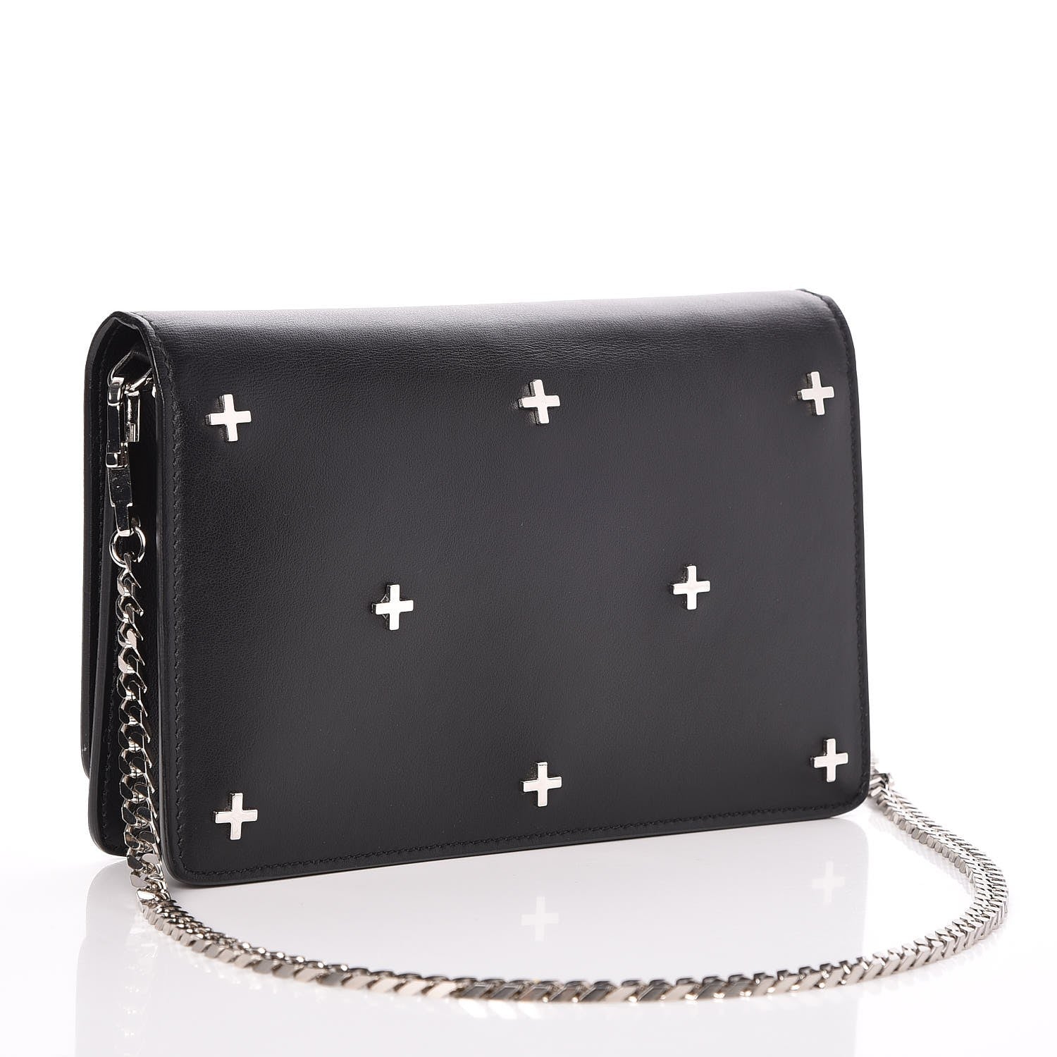 Givenchy Calfskin Cross Embellished Pandora Chain Wallet Black 3 of 8