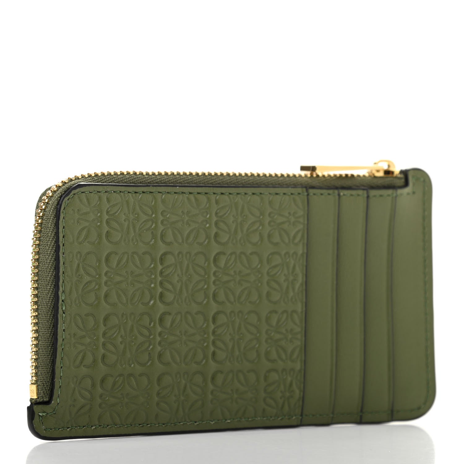 Loewe Calfskin Embossed Repeat Coin Card Holder Avocado Green 3 of 7