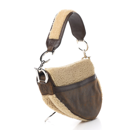 Christian Dior Shearling Flight Saddle Bag Brown 2 of 9