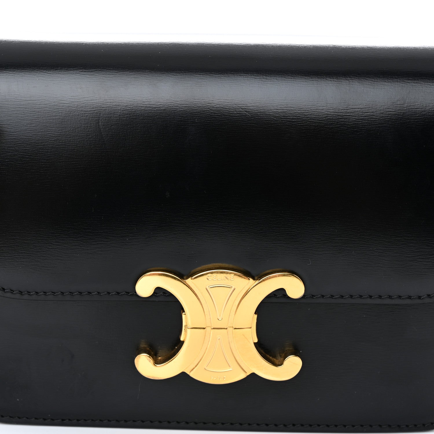 Celine Shiny Calfskin Teen Triomphe Black 7 of 9