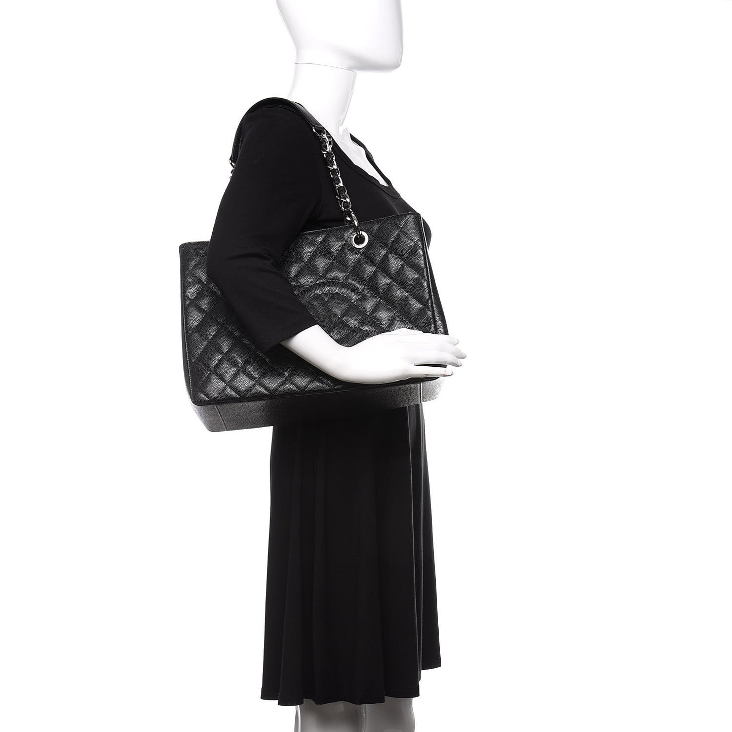 Caviar Quilted Grand Shopping Tote GST Black