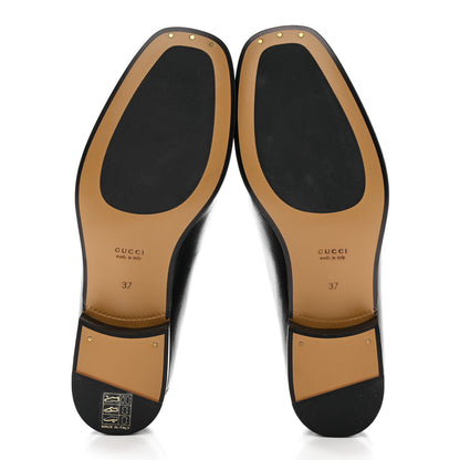 Gucci Goatskin Womens Horsebit Mid-Heel Loafers 37 Black 5 of 9