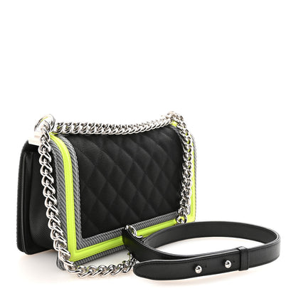 Chanel Canvas Quilted Medium Fluo Boy Flap Black Grey Yellow 3 of 11