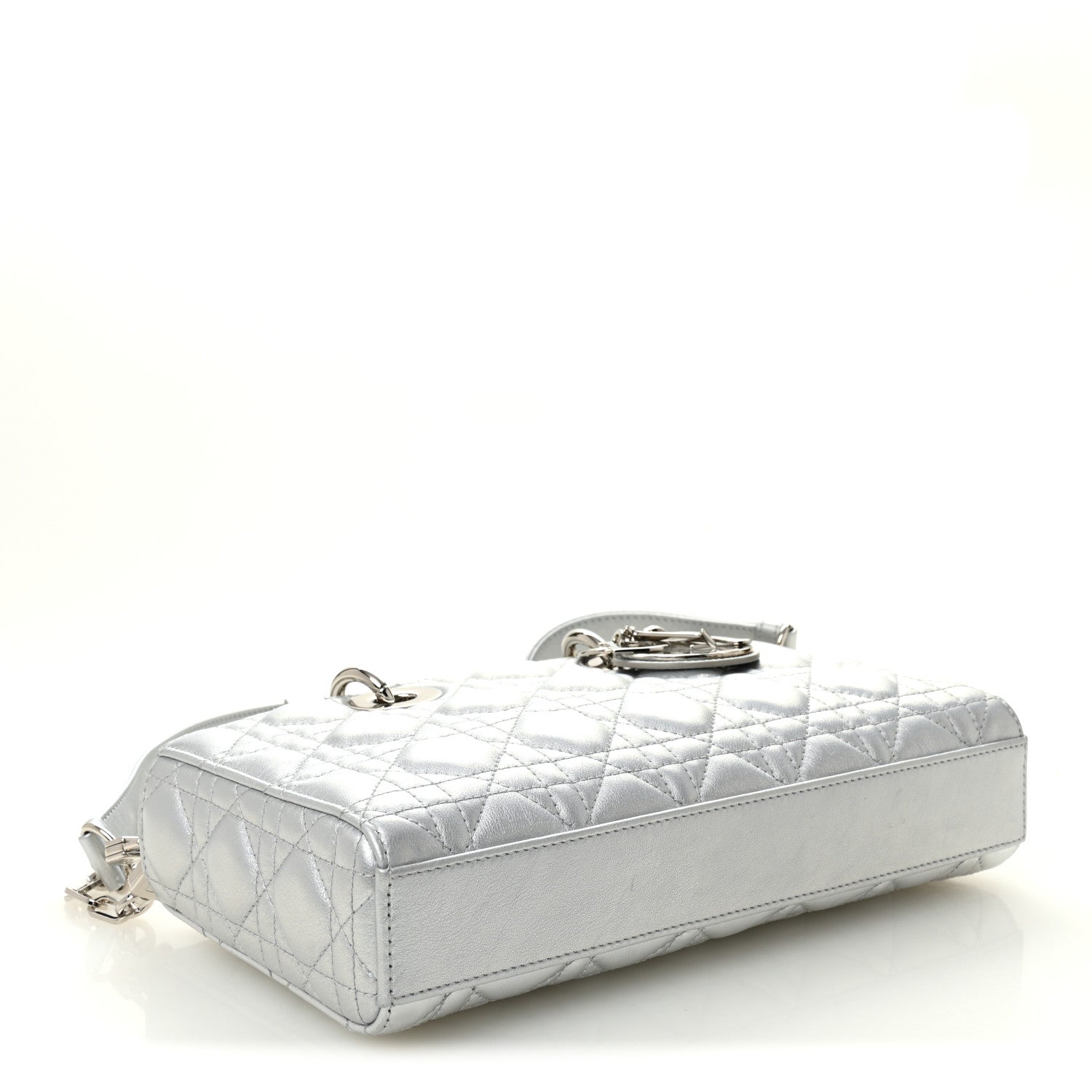 Christian Dior Iridescent Metallic  Lambskin Cannage Medium Lady D-Joy Silver 4 of 10